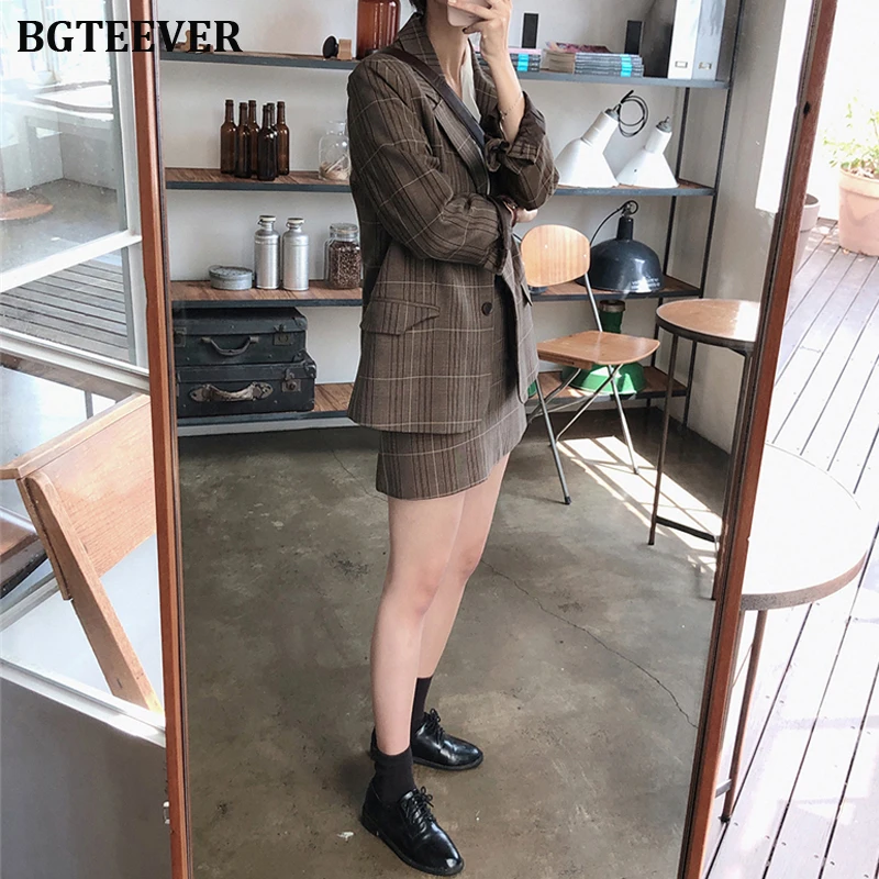 Женский клетчатый Блейзер и юбка-карандаш из двух предметов | Женская одежда
