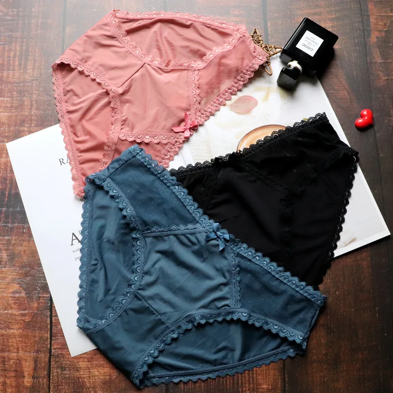 

Трусы женские бесшовные из вискозы, с низкой посадкой, с кружевной отделкой
