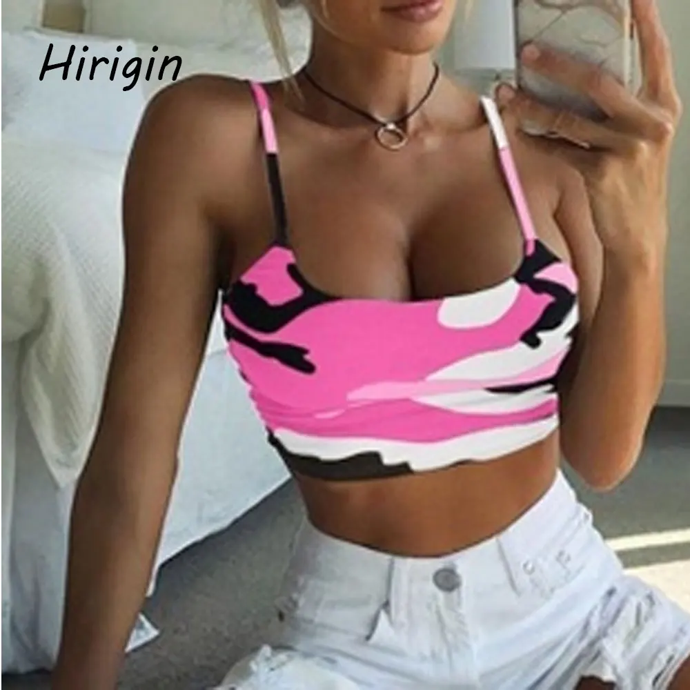 Майка женская на бретельках с камуфляжным принтом пикантный облегающий топ