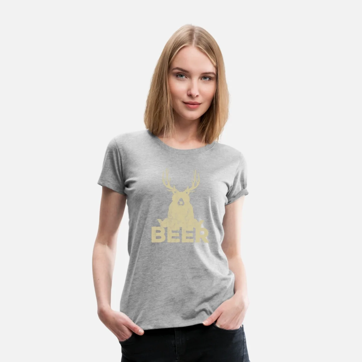 

Women's Premium T-Shirt Vintage Bear + Deer = Beer Funny Tshirt