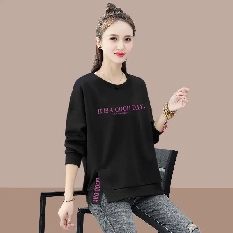 Модные женские хлопковые толстовки пуловер с буквенным принтом женский свитер