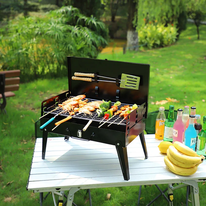 

barbecue oven household portable barbecue oven folding portable box barbecue rack grill camping grill table