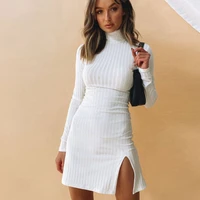 2021 autumn winter women knitted dress turtleneck sweater dresses lady sexy slim bodycon long sleeve bottoming dress fashion new