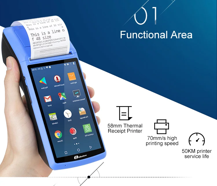 Веха POS портативный термопринтер wifi bluetooth Сенсорный экран IOS Android usb терминал GPRS 58 мм Принтер MHT-MV1s