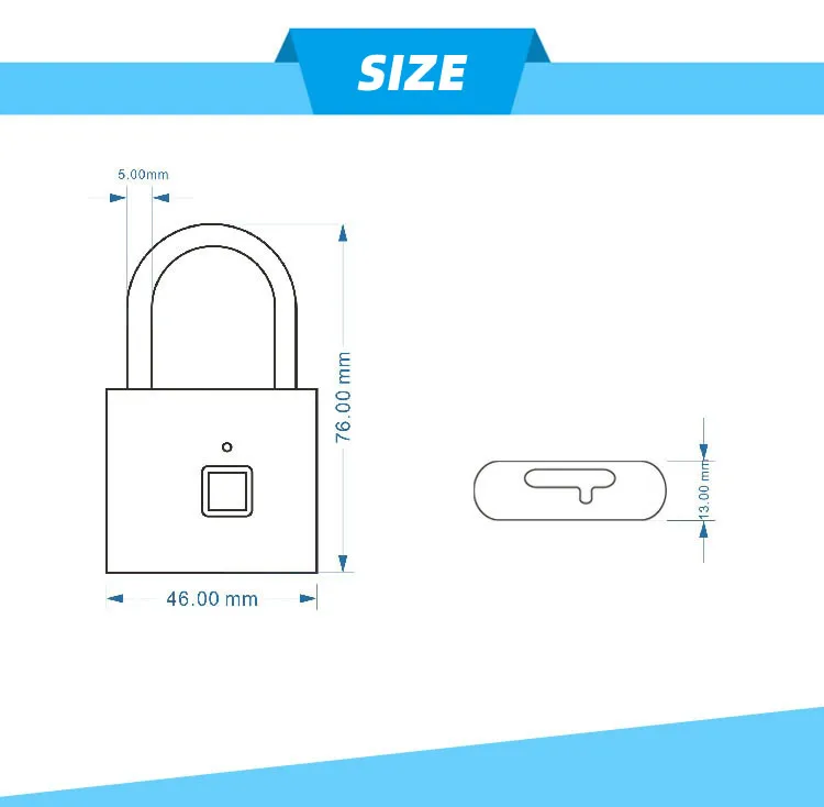

Keyless USB Rechargeable Door Lock Fingerprint Smart Padlock Quick Unlock Zinc Alloy Metal Self Developing Chip