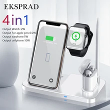 EKSPRAD 4 in 1 Wireless Charger 10W Fast Charging Stand for iPhone 11 Pro XR X Xs Max for Apple Watch 6 5 4 3 Airpods Pro Pencil