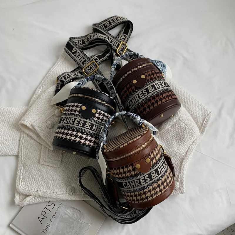 

Новая модная осенне-зимняя Холщовая Сумка с вышивкой, сумка через плечо, текстурная сумка через плечо, мини сумка-ведро