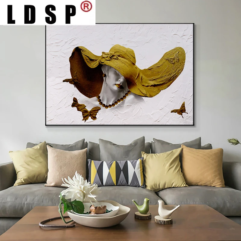 Живопись на холсте LDSP абстрактная женская шляпа плакат искусства на стену для гостиной, дивана, статуэтки, плакаты и печати для домашнего декора.