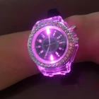 Женские кварцевые часы, со светодиодной подсветкой, цветные, спортивные, светящиеся, силиконовые