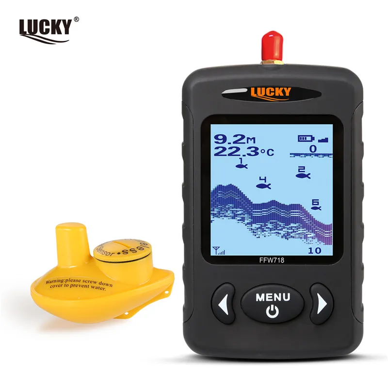 

Russian menu! Russian Menu Wireless Sonar Portable Fish Finder Sensor Echo Sounder Alarm River Lake Sea Bed Live 135ft/45M