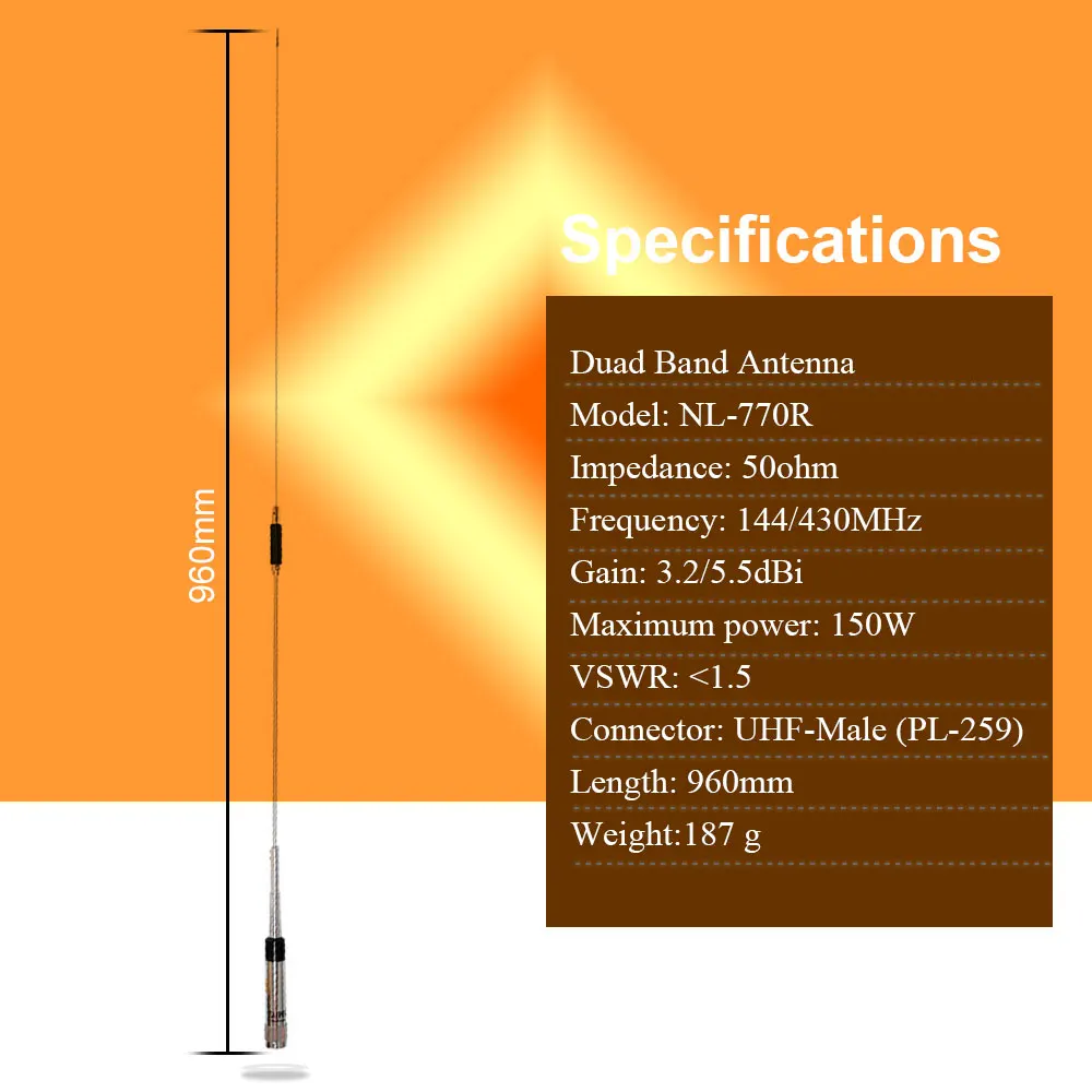 Nagoya NL-770R Dual band 144/430MHz mobile antenna 3.0/5.5 dBi High Gain antenna for FT-8800R FT-2800M car transceiver
