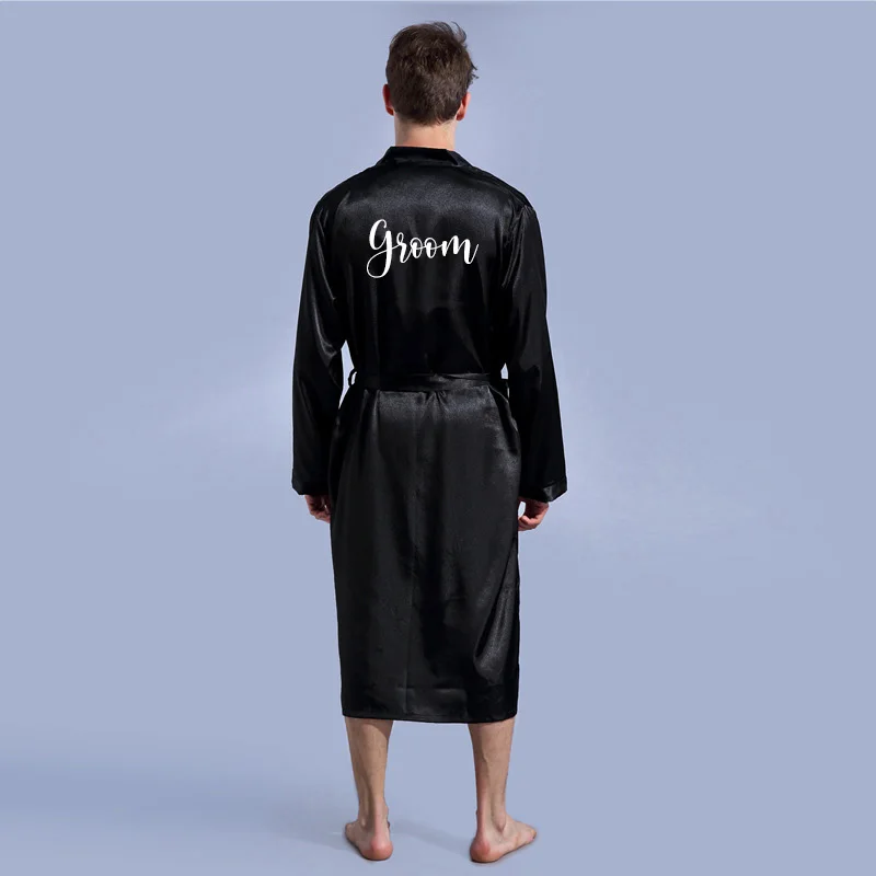 Халат для жениха мягкий домашний халат из искусственного шелка ночная рубашка
