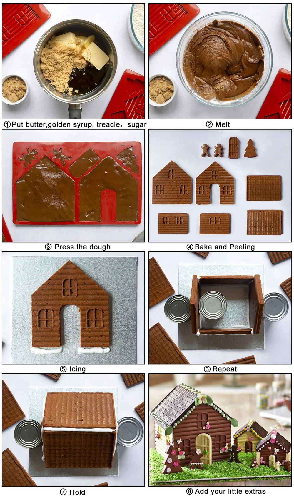 silikolove 2 pcsset christmas 3d gingerbread house silicone mold diy baking chocolate cake mould biscuits cookie bakeware tools free global shipping