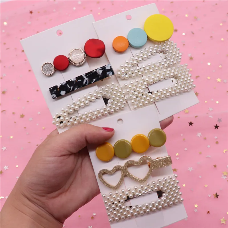 3 шт./компл. 2019 новые жемчужные заколки для волос Для женщин девочек ацетат