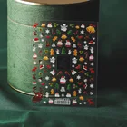 5D рождественские наклейки для ногтей рождественские олени матовые тонкие прозрачные рельефные красные фотообои искусство ногтей