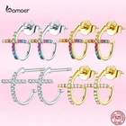 Bamoer 2021 новые серьги-гвоздики из стерлингового серебра 925 пробы с крестиком для женщин Роскошные красочные циркониевые Свадебные Гламурные ювелирные изделия подарок GXE755