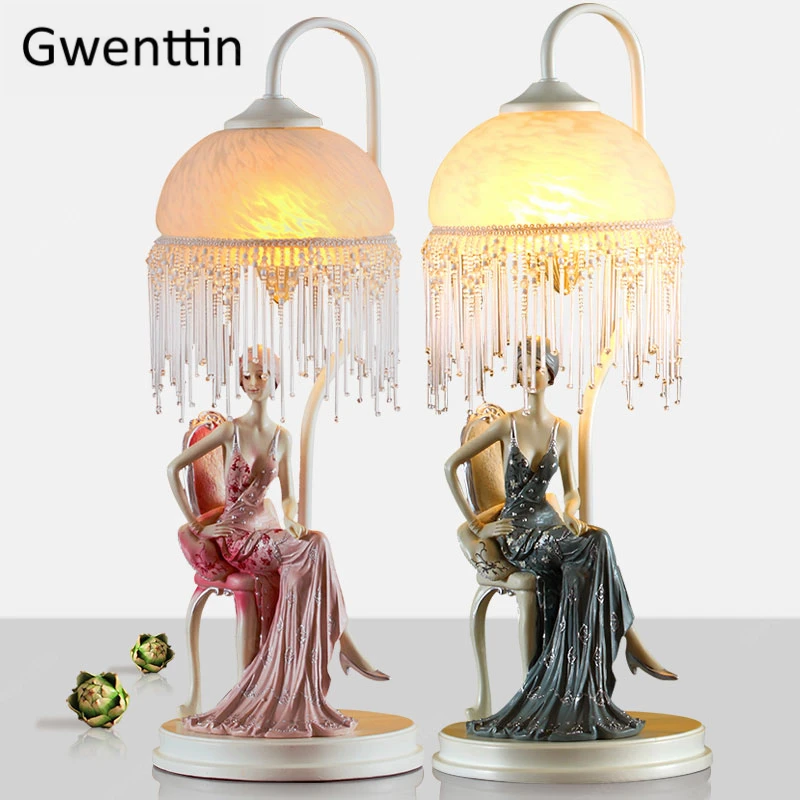 Современный элегантный стеклянный Настольный светильник для девочек гостиной