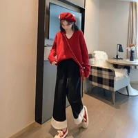 wide leg pants korean version of the new high waist loose nine point versatile thickened straight casual pants women