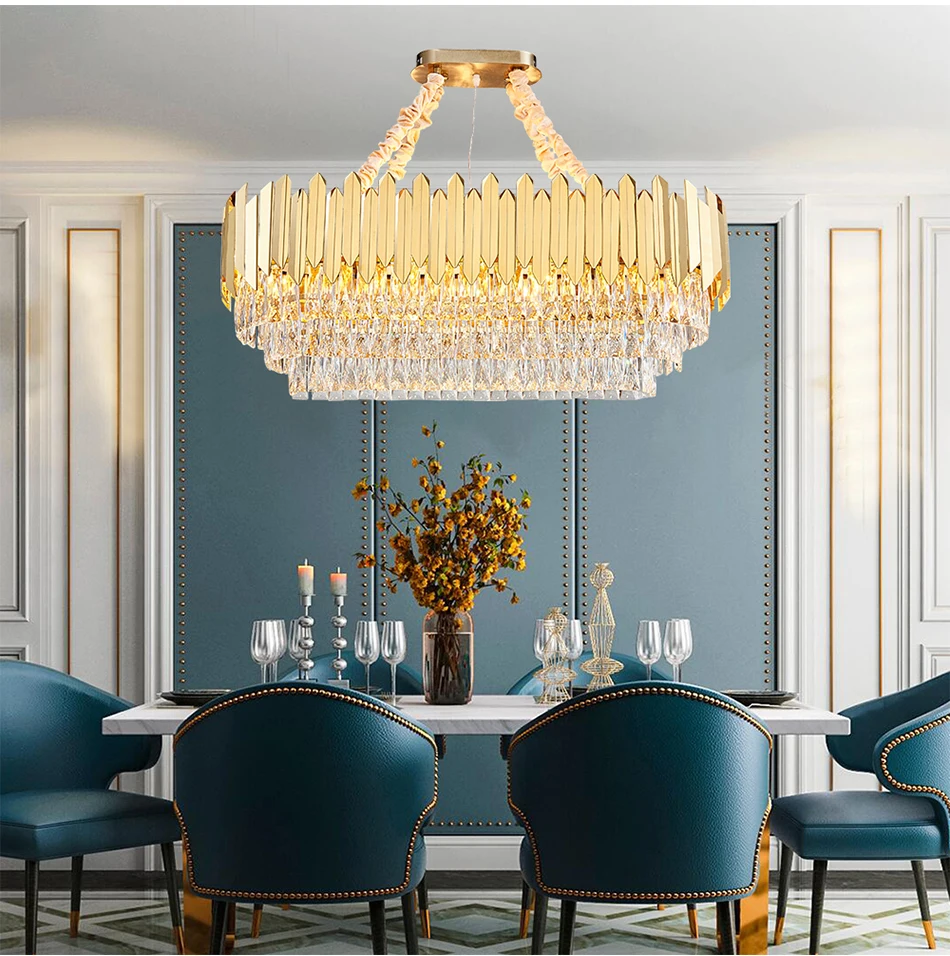 Прямоугольная хрустальная люстра, светильник ing Lustre Cristal, для гостиной, светодиодный, люстры, для кухни, остров, подвесной светильник, светильники