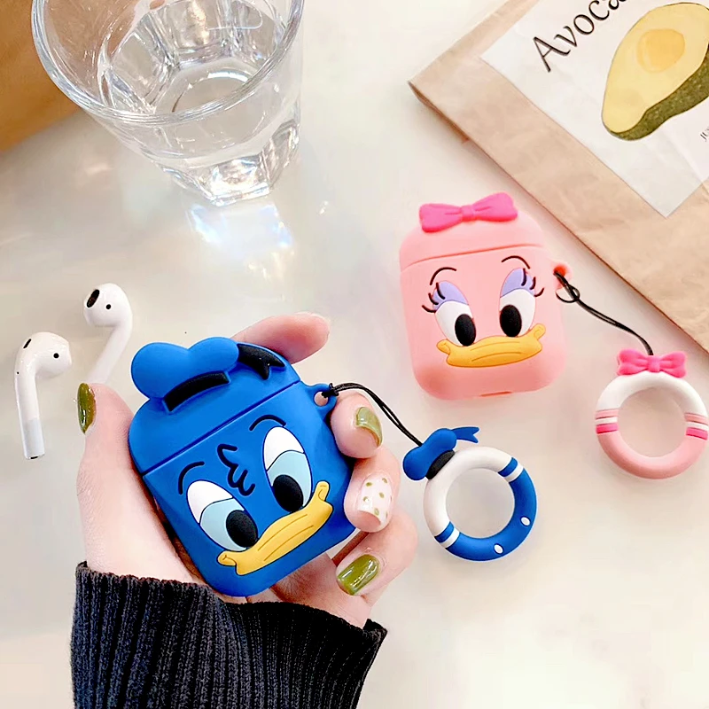 Мультяшный силиконовый чехол для наушников для Apple AirPods, беспроводной Bluetooth чехол для наушников, защитный чехол для AirPods с кольцом на палец