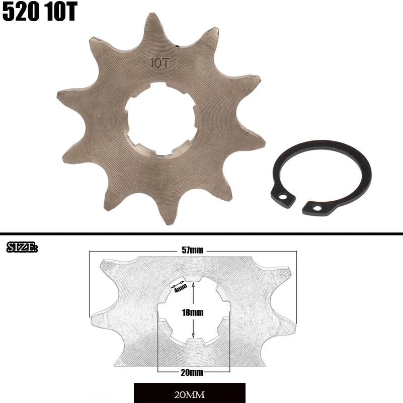 

Motorcycle 520 10T Tooth 20mm ID Front Engine Sprocket fit Pit Bike ATV part