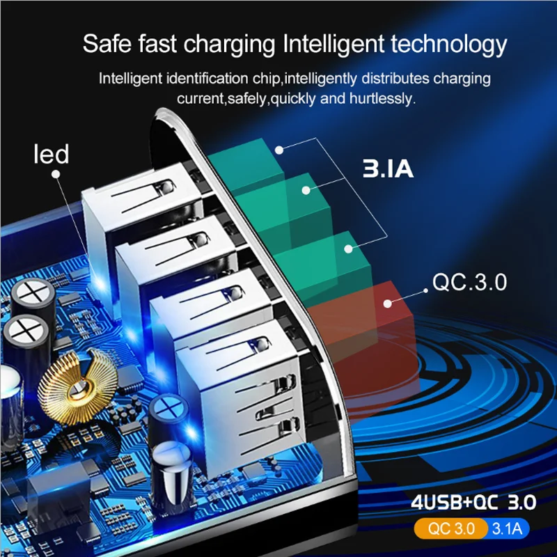 USB Зарядное устройство Quick Charge 3 0 4 Порты и разъёмы телефонный адаптер для OPPO A5 A9 A7X
