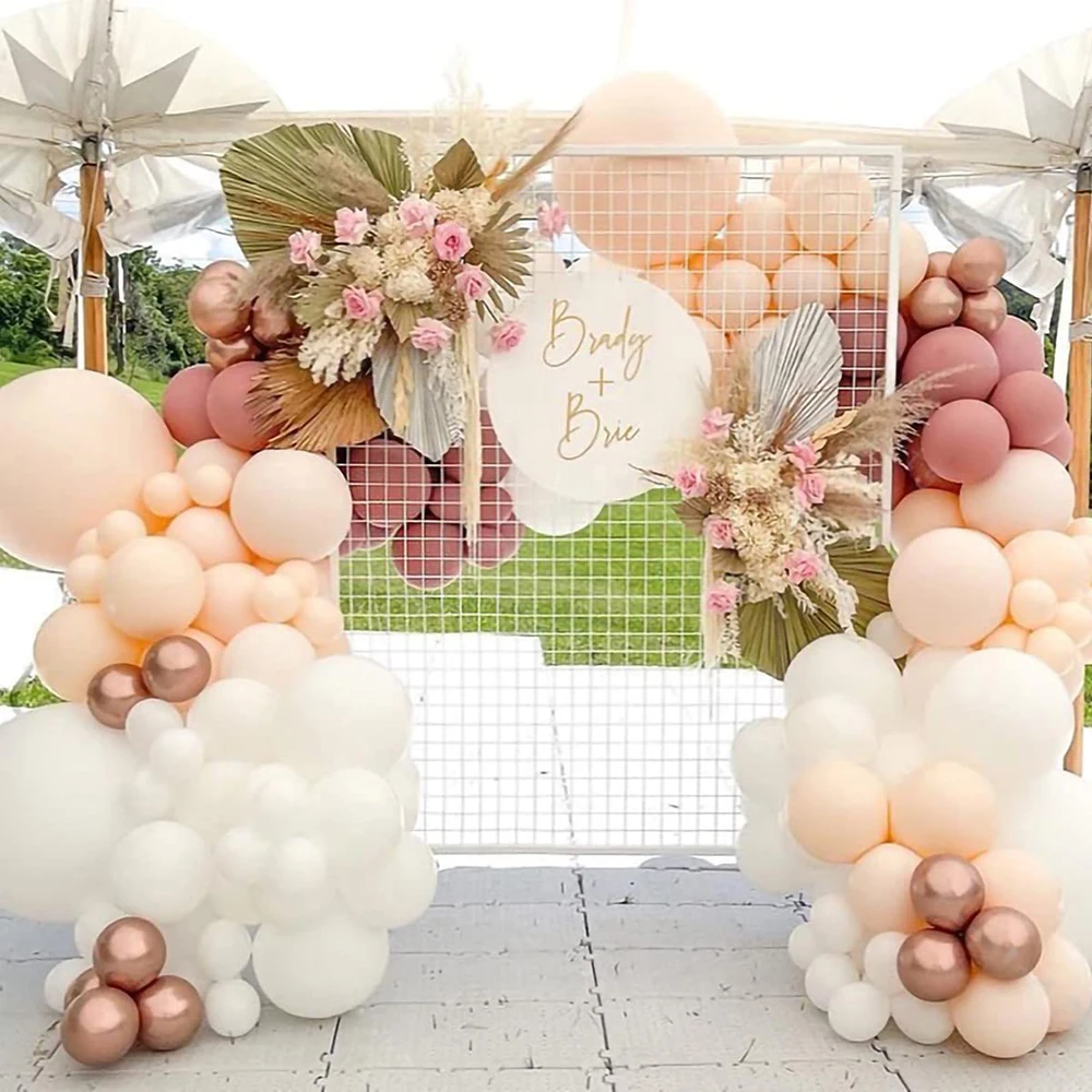 

144pcs/lot White Dusty Pink Balloons birthday Wedding Decoration Metal Rose Gold Apricot balloons Party Baby Shower Decor