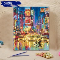 diy oil painting paint by number city car kit painting for adults kids arts craft landscape home wall decor street picture set
