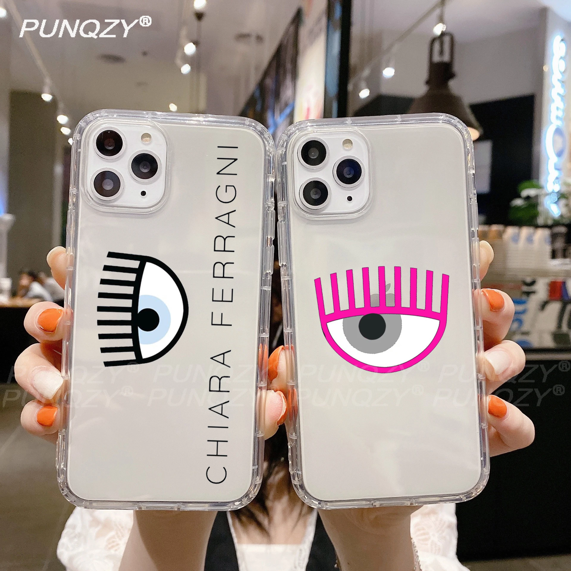 

PUNQZY Eye Transparent Hand-Painted Soft TPU Phone Case For iPhone 13 12 11 PRO MAX XR XS 6 8 7 PLUS Color Drop Protection Cover