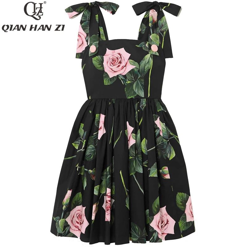 Цянь Хан Zi модные дизайнерские для подиума летние платье женщин Спагетти ремень