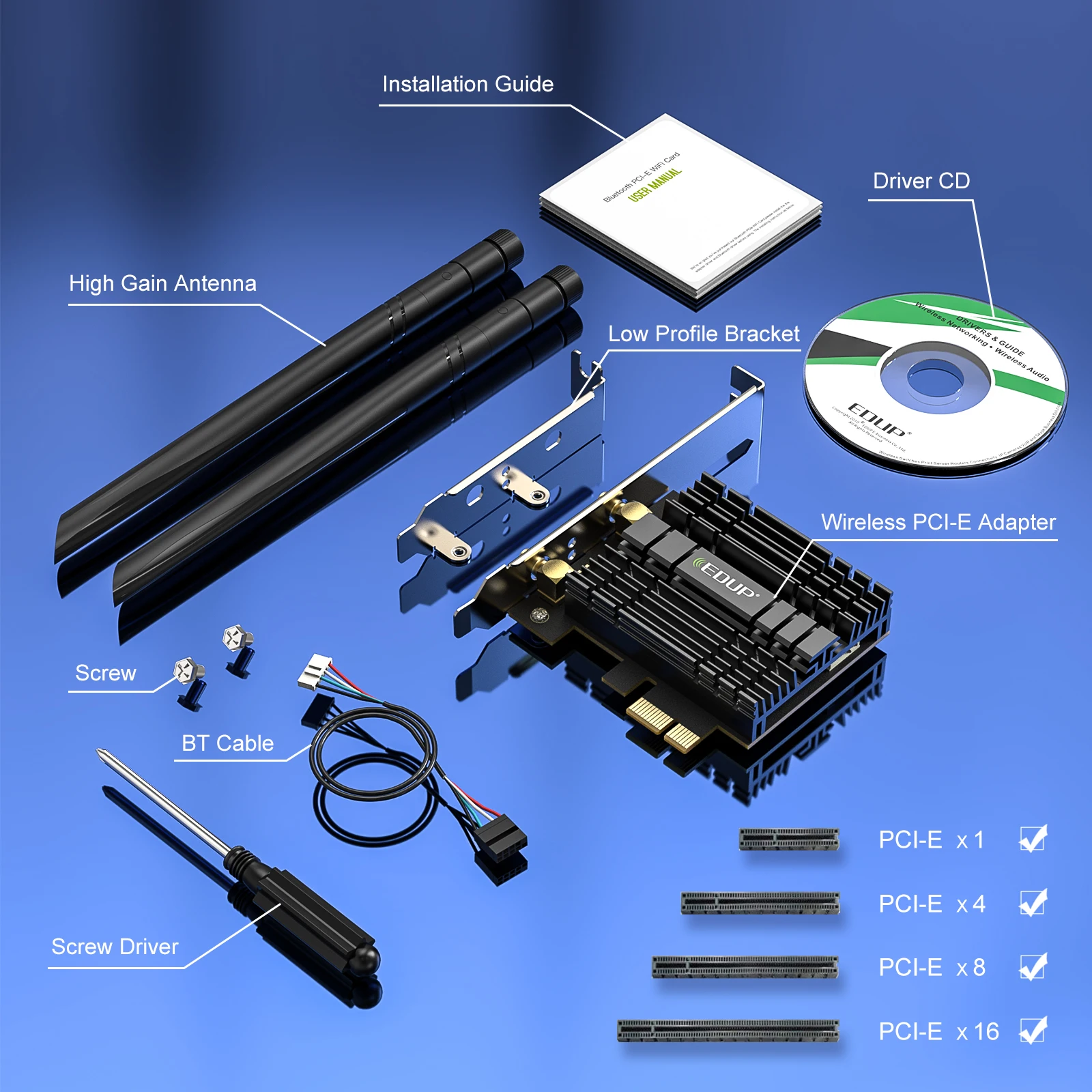 EDUP WiFi 6 1800Mbps PCI Express Blue-tooth 5.2 Adapter Dual Band 2.4G/5GHz 802.11AX/AC MTK Chipset PCIe Wireless Network Card images - 6