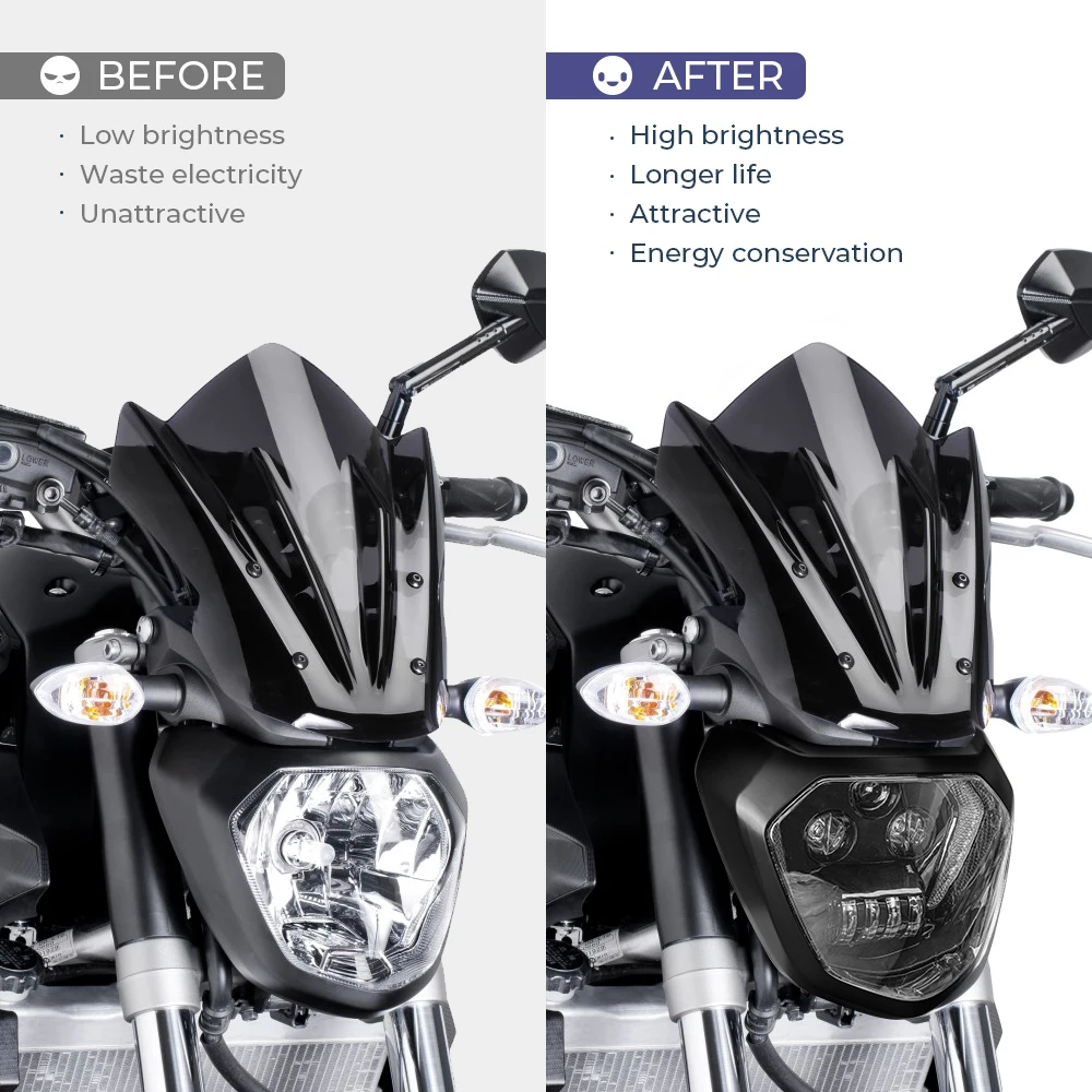 Светодиодная фара MT07 FZ07 DRL 2014 2015 2016 2017 мотоциклетная mt07 фары для YAMAHA MT 07 фотосвет 110