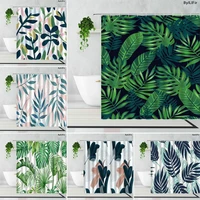 green leaf shower curtains tropical plant leaves modern nordic art decor waterproof for bath curtain kitchen curtain with hooks