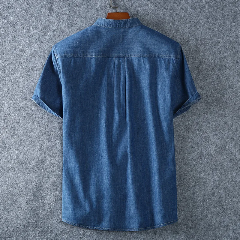 New Plus Size L-5XL 6XL 7XL 8XL 100% Denim cotton Shirt For Men's Short Sleeves 2022  Summer Style Fashion Casual Clothing