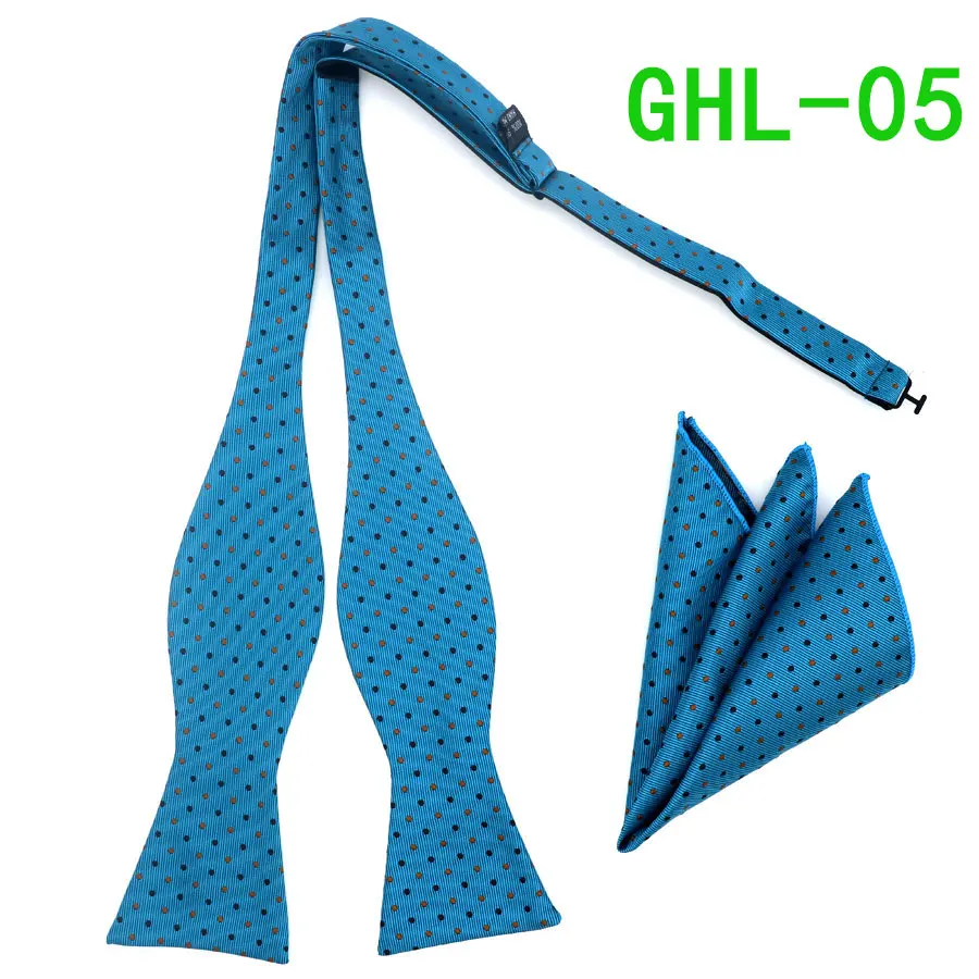 GHL 05 GHL1-20 шелковый галстук-бабочка, деловой галстук-бабочка, Мужской винтажный галстук-бабочка в полоску с узором пейсли, в горошек, Свадебный галстук-бабочка, карманный квадратный платок, набор - Цвет: GHL 05