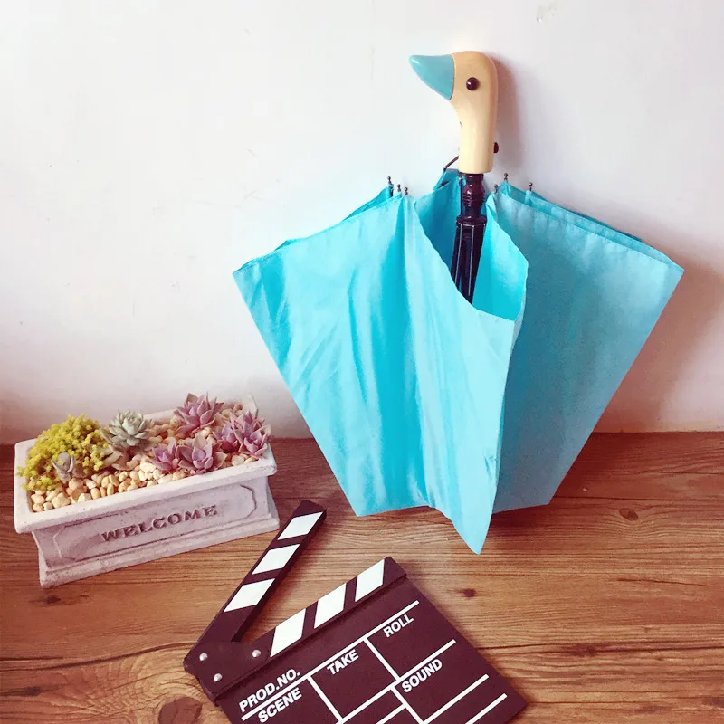 Ins с милым желтым утенком Клюв ручка зонтик 2 складной полуавтоматическая