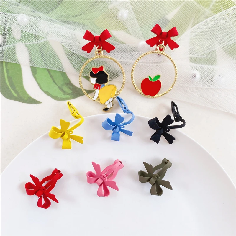 

10PCS Alloy Spray Paint Bowknot Ear Clip Stud Earrings Accessories DIY Hand Made For Jewelry Findings Components Making Supplies