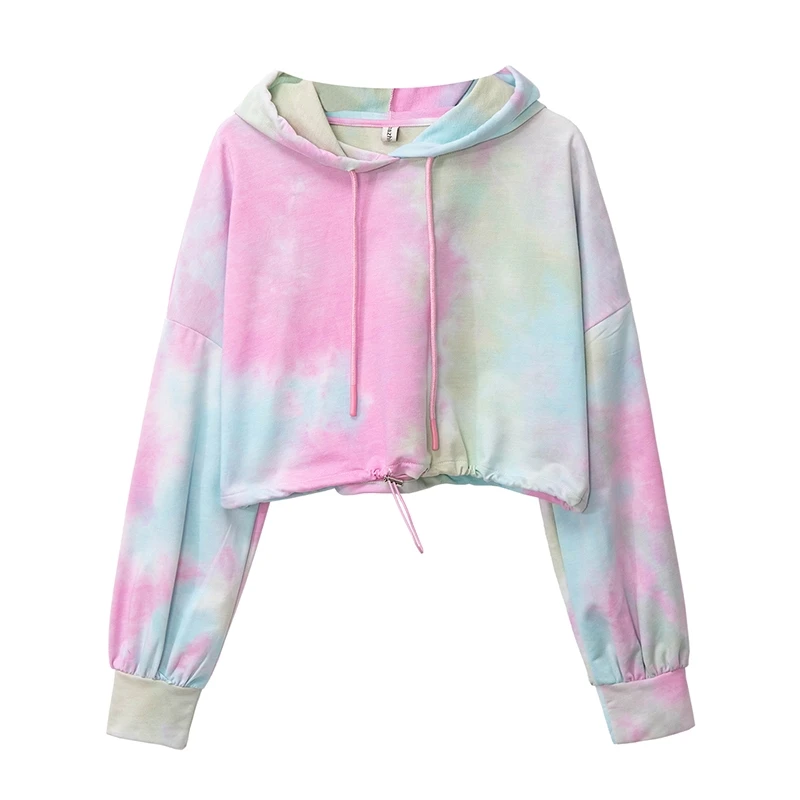 

Women Hoodie Multicolor Casual Drawstring Long Sleeve CroppedSweatshirt for Spring