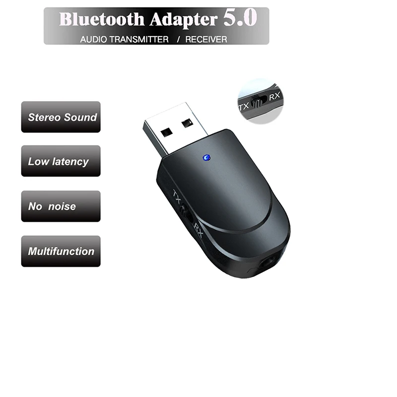 2 In 1 Bluetooth 5.0 Audio Receiver Wireless Adapter Transmitter Mini 3.5mm Jack Aux USB Stereo Music for TV Car Pc Headset | Автомобили и