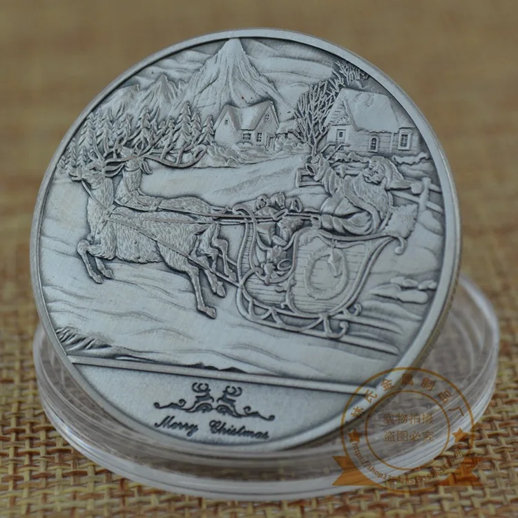 Памятные монеты в новогоднем стиле американская винтажная памятная