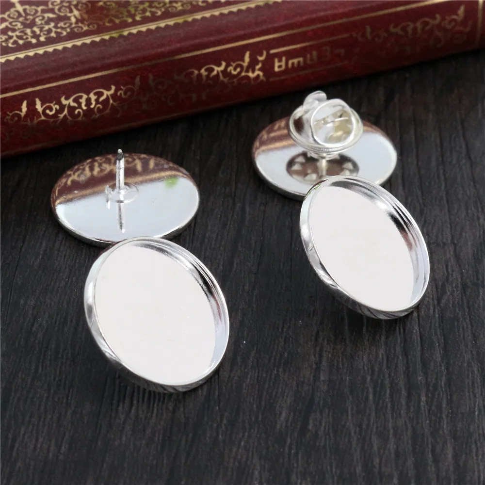 10pcs 20mm Inner Size Bronze Silver Plated Copper Material Brooch Cabochon Base Blank Cufflink Spacer Settings Tie Tack Pins | Украшения и