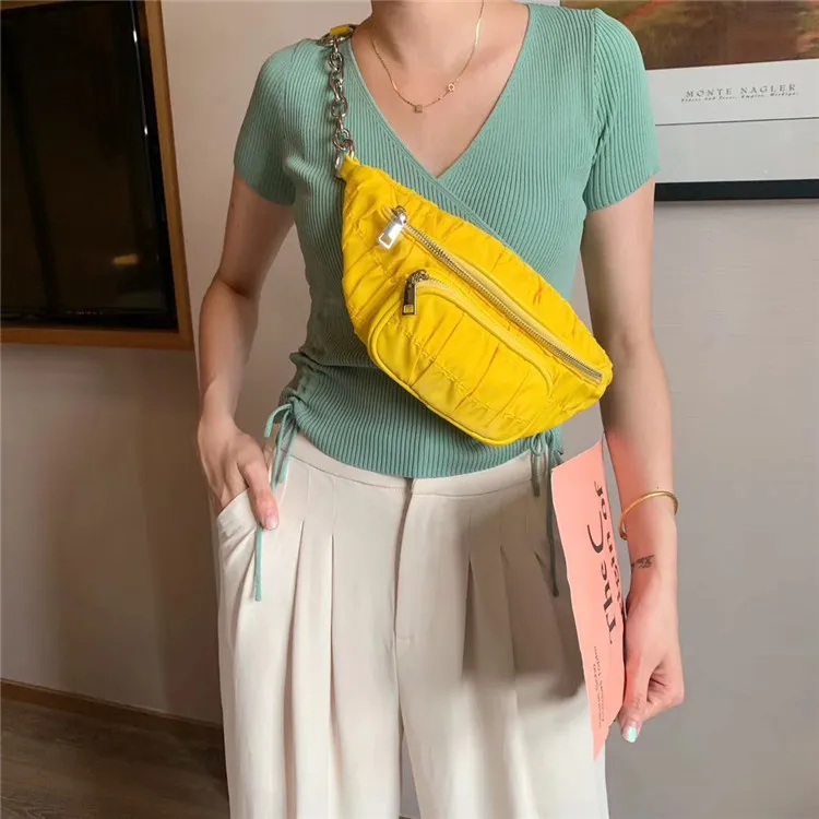 Женская сумка Кроссбоди с цепочкой летняя разноцветная нейлоновая через плечо