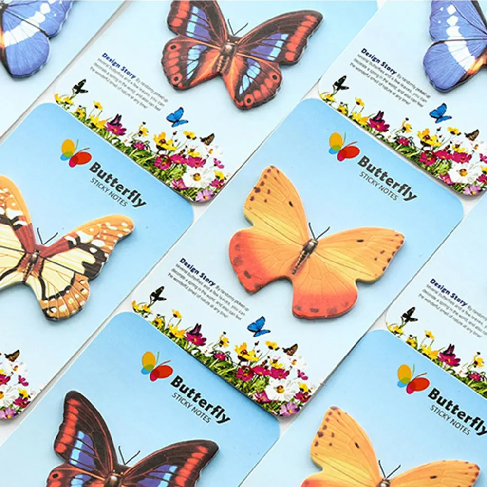 Модные клейкие заметки с милыми бабочками в Корейском стиле 2 шт. креативные