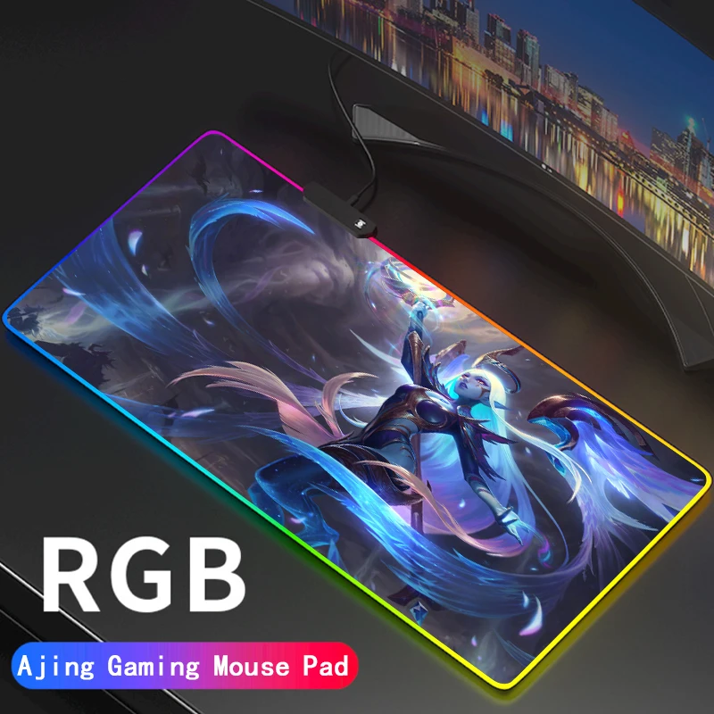

Large League of Legends RGB Gaming Mouse Pad LOL Anti-Slip Rubber Base Computer Keyboard LED MousePad For PC Desk Support DIY