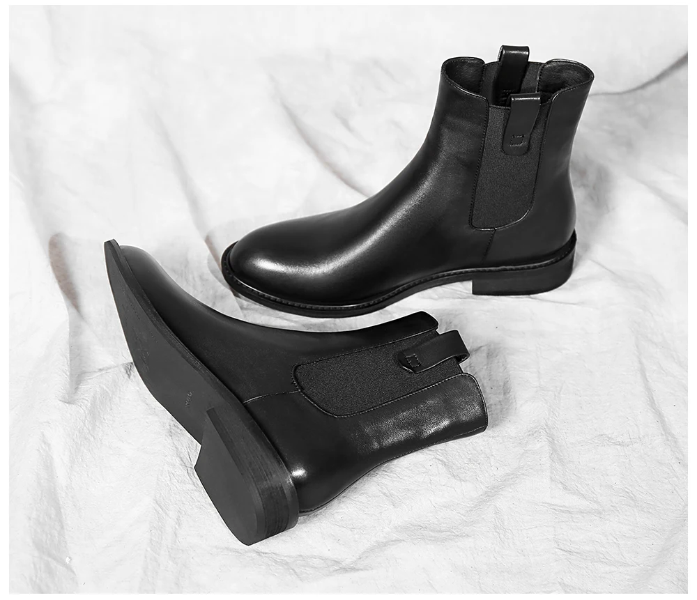 SOPHITINA Solid Women's Boots High Quality Genuine Leather Square Heel Comfortable Round Toe Shoes Special New Ankle Boots PO247