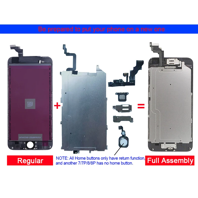 Полный ЖК дисплей или экран в сборе для iphone 5S 6S 7 7P 6 с кнопкой home и фронтальной камерой|Экраны мобильных