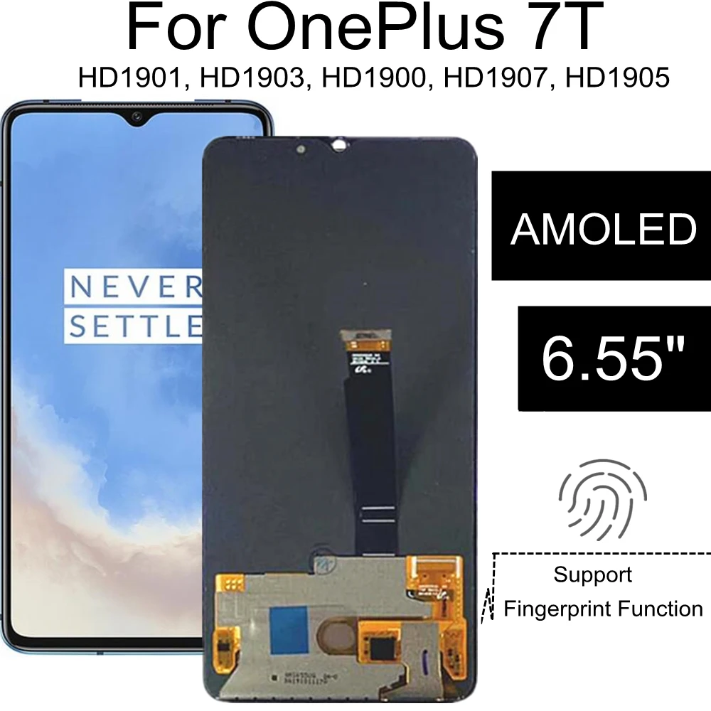 Pantalla LCD AMOLED de 6,55 pulgadas para OnePlus 7T, montaje de digitalizador con pantalla t&aacute;ctil para tel&eacute;fono One Plus 7T HD1901, HD1903, HD1900, HD1907-0