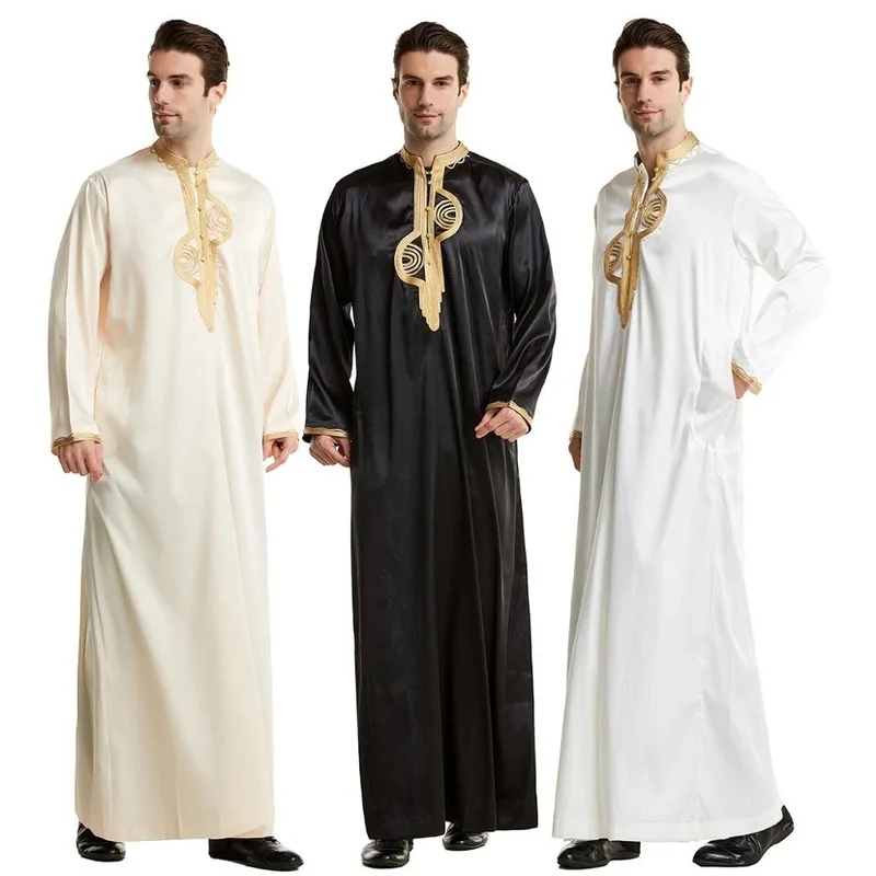 Muslim Abaya for Men Jubba Thobe Middle East Long Robes Kaftan Arab Dubai Adult sleeve Islamic Clothing|Мусульманская одежда| |
