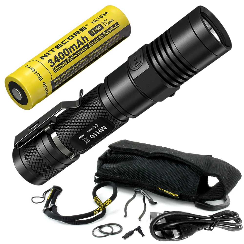 3400MAH NL1834 NITECORE MH10 1000 лм U2 светодиодный наружный перезаряжаемый портативный фонарик USB кабель для зарядки+ 1x18650 аккумулятор - Испускаемый цвет: 3400MAH NL1834