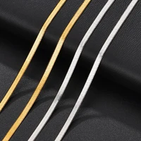 width 3mm stainless steel flat blade necklace gold waterproof filmy snake chain men gift jewelry various length